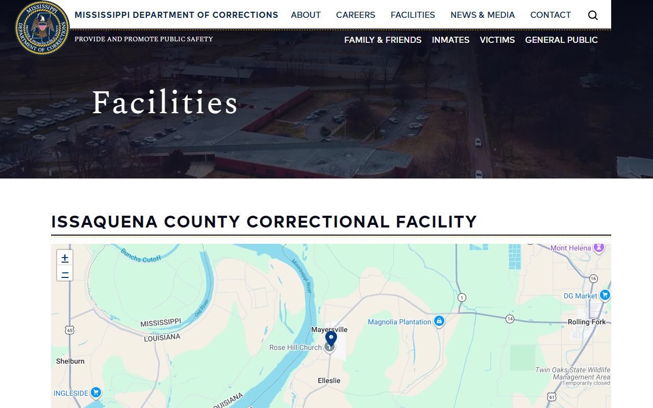 Issaquena County inmate population facility profile